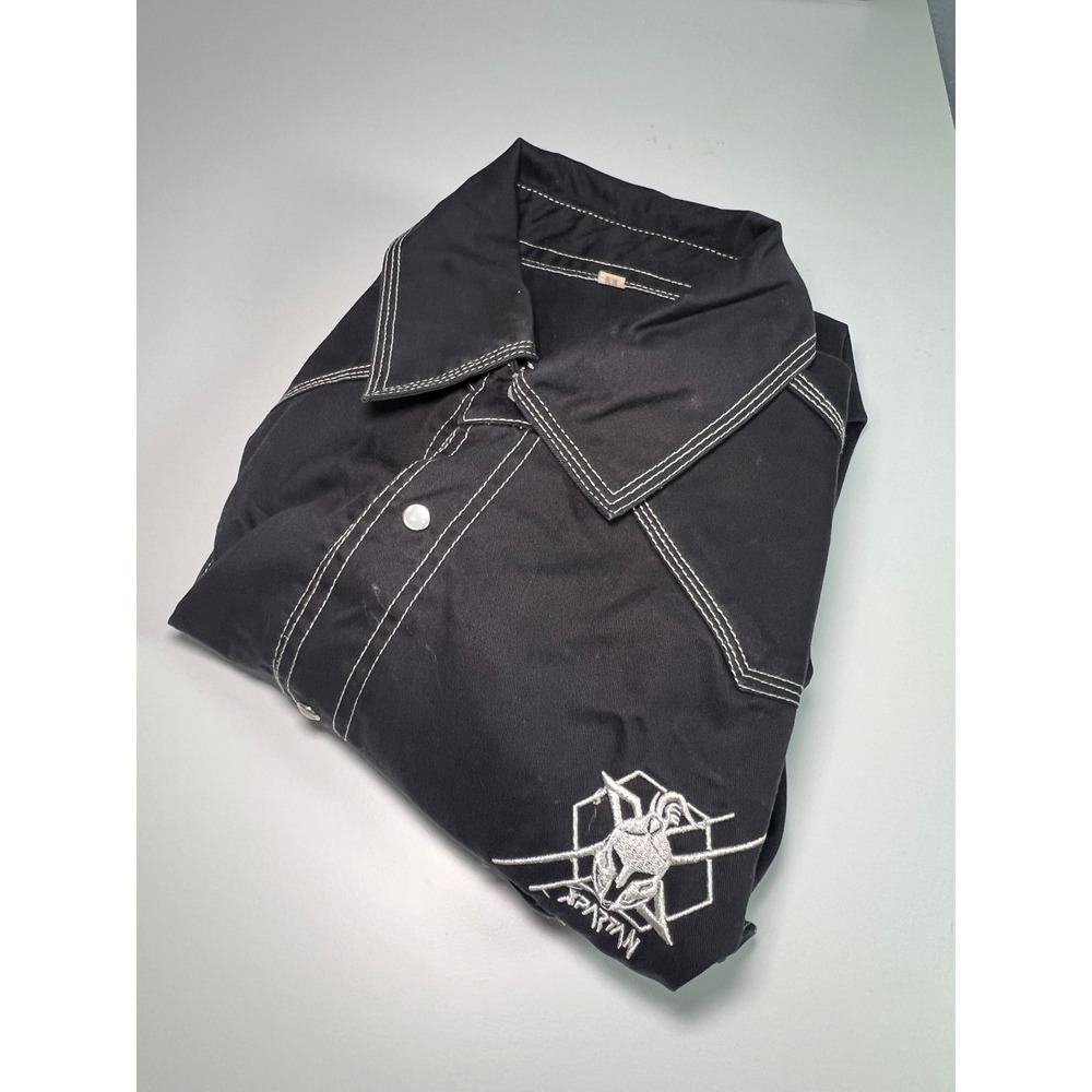 Spartan FR Black Work Shirt Mens M Flame Resistant Snap Front Contrast Stitch